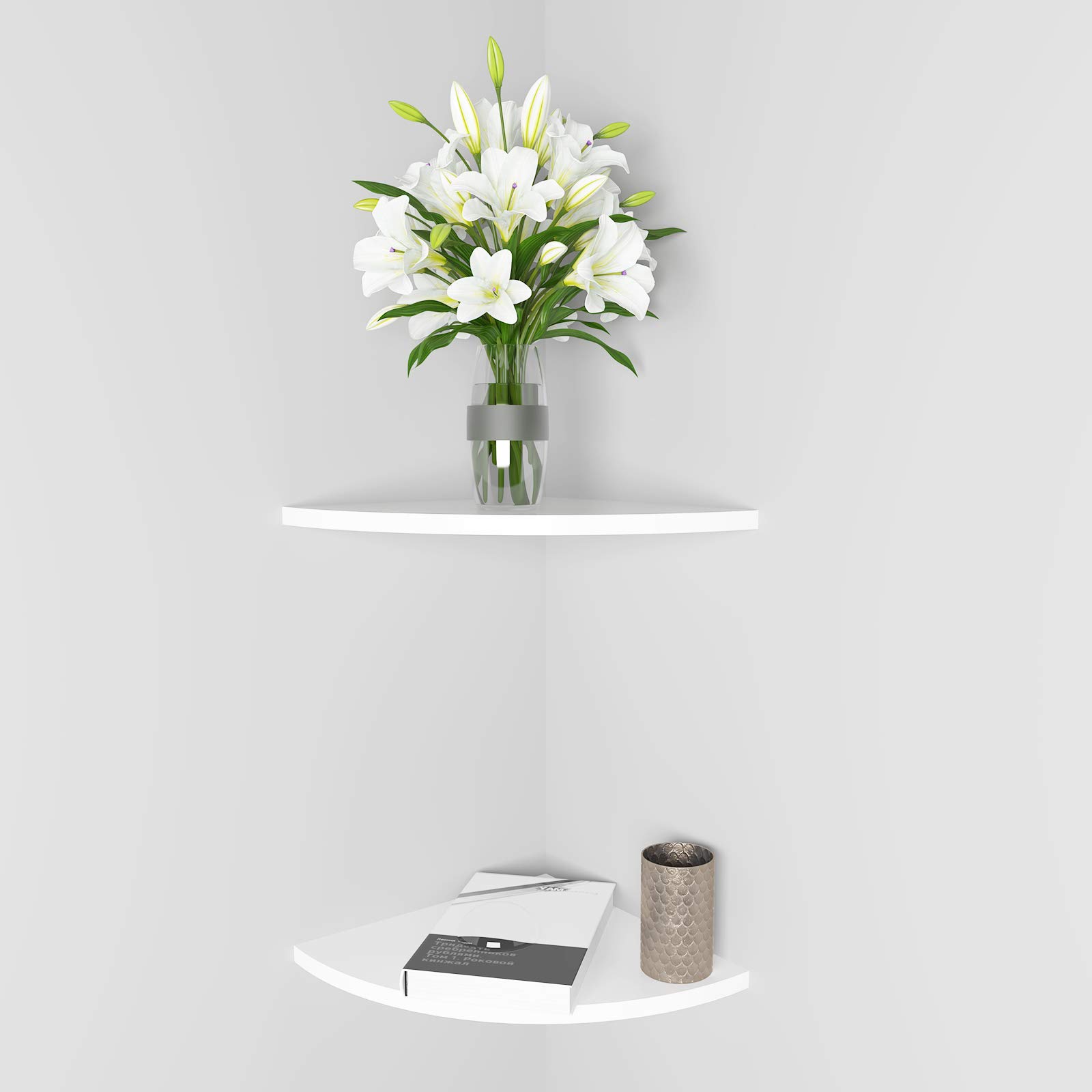 Amazon.com: 11 Inch Set of 2 Corner Wall Mounted Floating Shelf